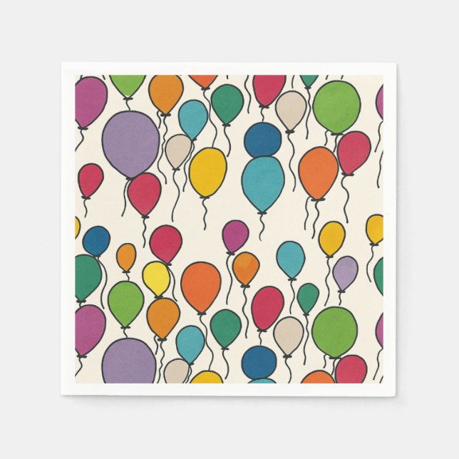 Serviette En Papier Aquarelle de ballons d'anniversaire (Devant)