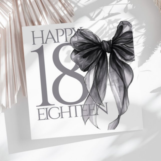 Serviette En Papier Aquarelle de Bow noir 18e anniversaire (Créateur téléchargé)