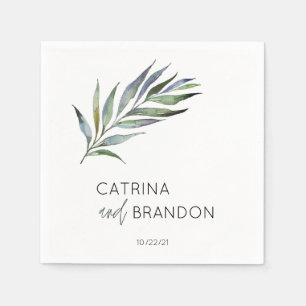 Serviette En Papier Aquarelle de branche d'olive Mariage personnalisé