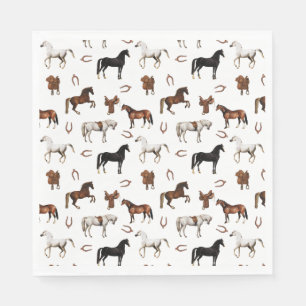 Serviette En Papier Aquarelle de chevaux Fer à cheval Selles de cheval