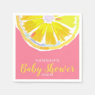 Serviette En Papier Aquarelle de citron tranches Baby shower rose