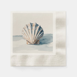 Serviette En Papier Aquarelle de coquille de saint Jacques - Design bl