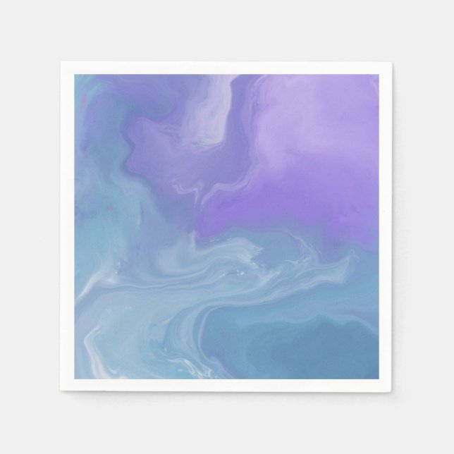 Serviette En Papier Aquarelle de cuisine violet et Turquoise foncé fém (Devant)