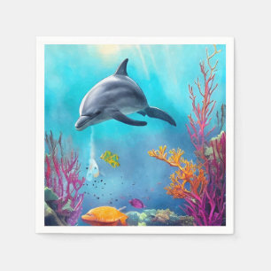 Serviette En Papier Aquarelle de dauphin