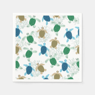 Serviette En Papier Aquarelle de fête d'anniversaire de la tortue