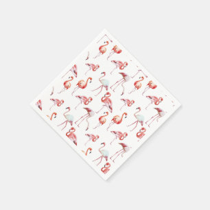 Serviette En Papier Aquarelle de Flamant rose rose tropicale monogramm