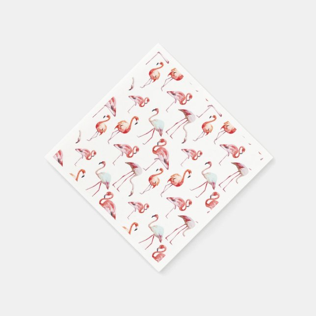 Serviette En Papier Aquarelle de Flamant rose rose tropicale monogramm (Coin)