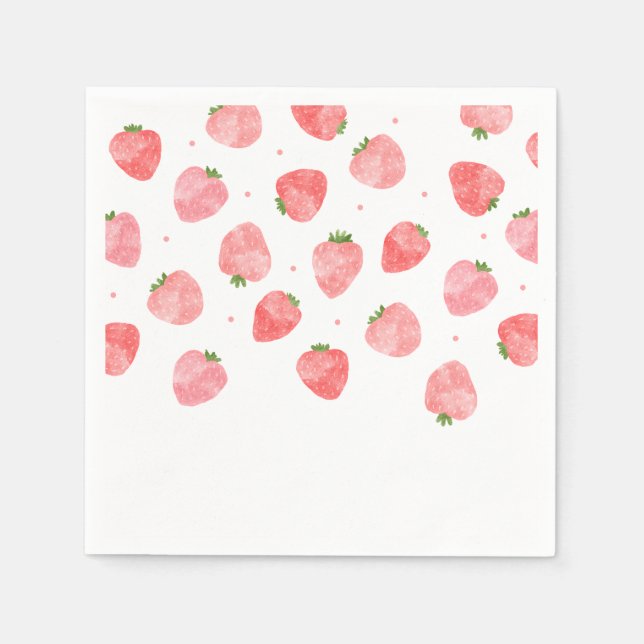 Serviette En Papier Aquarelle de fraise | Serviettes de fraises (Devant)