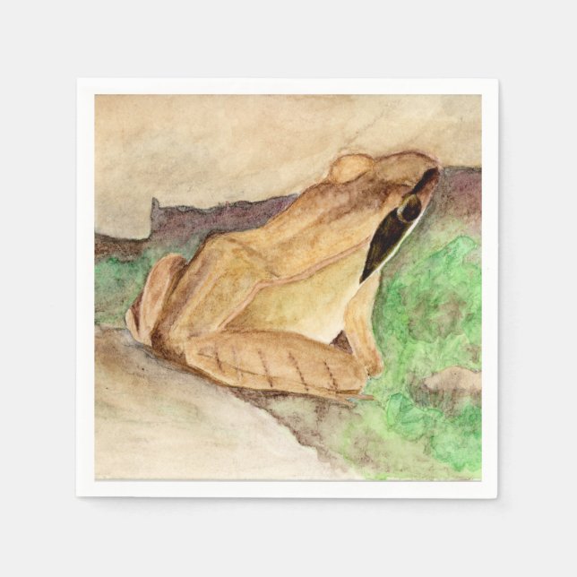 Serviette En Papier Aquarelle de grenouille à bois (Devant)