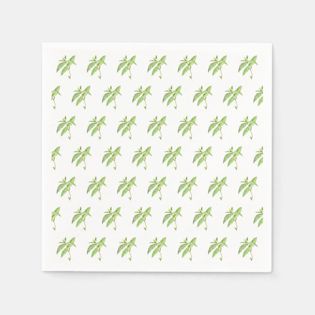 Serviette En Papier Aquarelle de jardin vert plante d'herbe de menthe (Devant)