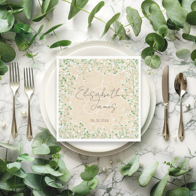 Serviette En Papier Aquarelle de la respiration du bébé Boho rustique  (Créateur téléchargé)