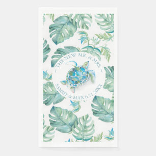 Serviette En Papier Aquarelle de la tortue de mer tropicale