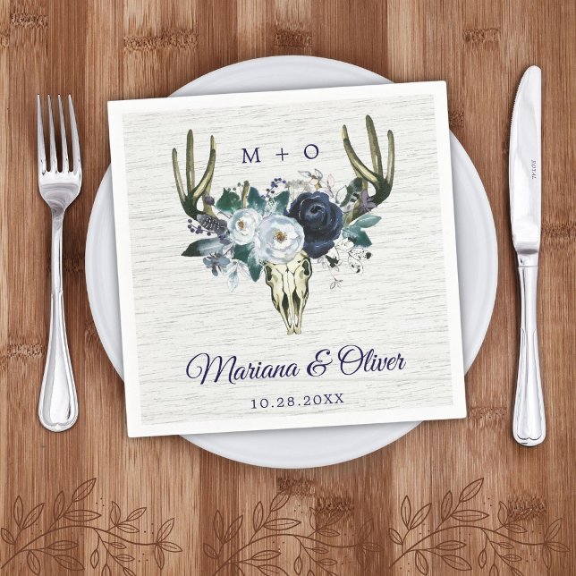 Serviette En Papier Aquarelle de la tribu des Boho de la Marine Na Mar (Créateur téléchargé)