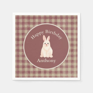 Serviette En Papier Aquarelle de lapin mignonne Nom Birthdaby