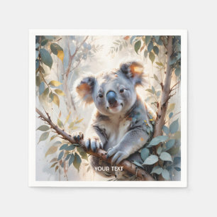 Serviette En Papier Aquarelle de l'arbre de Koala mignonne Imaginaire