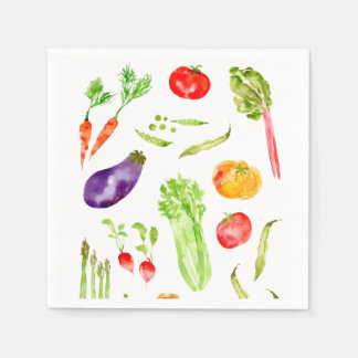 Serviette En Papier Aquarelle de légumes colorés amusants