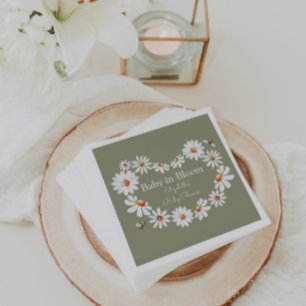 Serviette En Papier Aquarelle de marguerite et Baby shower d'abeille