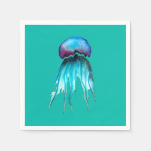 Serviette En Papier Aquarelle de méduse colorée moderne aquatique mode