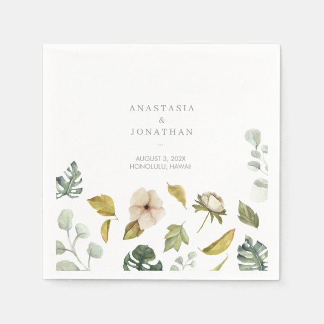 Serviette En Papier Aquarelle de mélange tropical (Devant)