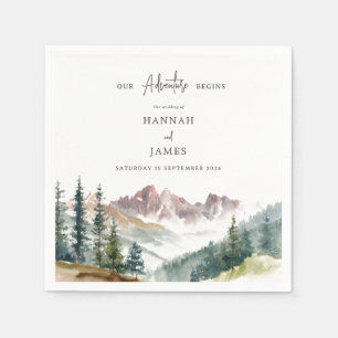 Serviette En Papier Aquarelle de montagne Rustique Mariage extérieur