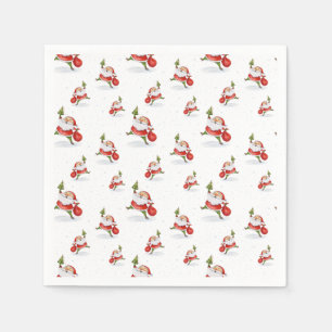 Serviette En Papier Aquarelle de Noël de Père Noël mignonne