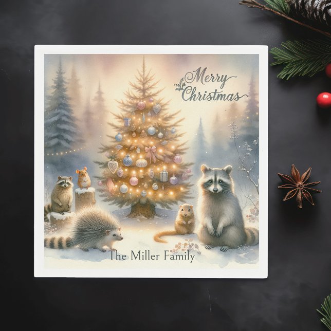 Serviette En Papier Aquarelle de Noël Joyeux, (Créateur téléchargé)