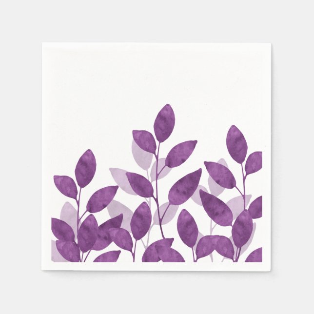 Serviette En Papier Aquarelle de prune Feuilles (Devant)