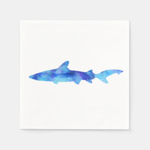 Serviette En Papier Aquarelle de requin Silhouette Teinture Aqua bleu 