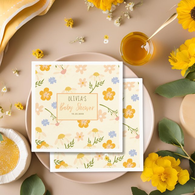 Serviette En Papier Aquarelle de sexe neutre Mommy to Bee baby shower (Créateur téléchargé)