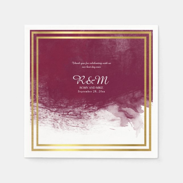 Serviette En Papier Aquarelle de vin sur mariage personnalisé blanc (Devant)