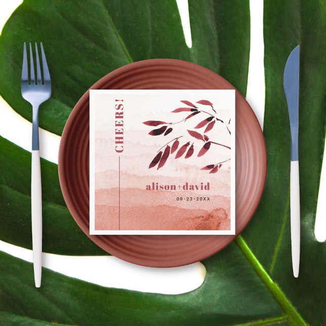 Serviette En Papier Aquarelle dégradé japonais CHEERS mariage (Créateur téléchargé)