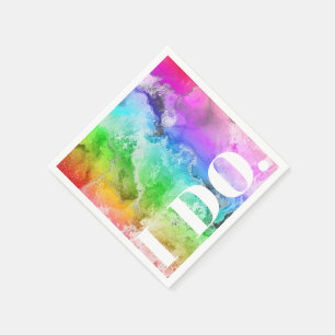 Serviette En Papier Aquarelle d'encre d'alcool arc-en-ciel
