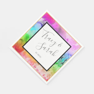 Serviette En Papier Aquarelle d'encre d'alcool arc-en-ciel