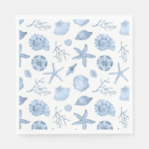 Serviette En Papier Aquarelle des coques bleues