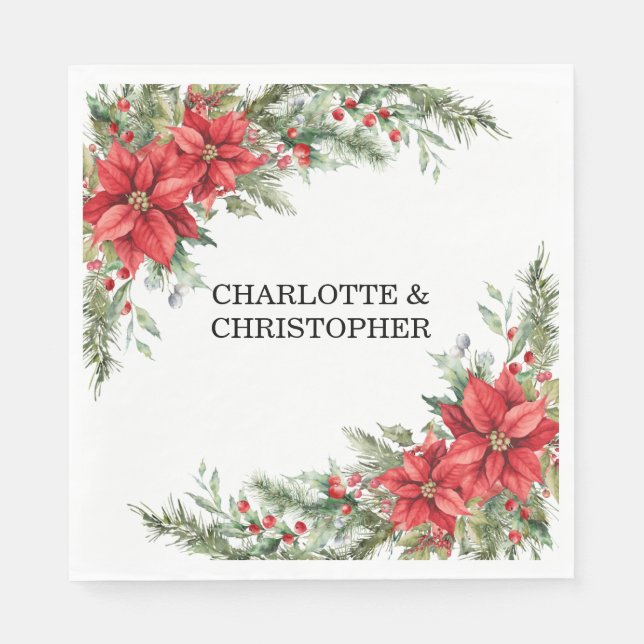 Serviette En Papier Aquarelle d'hiver de Noël (Devant)