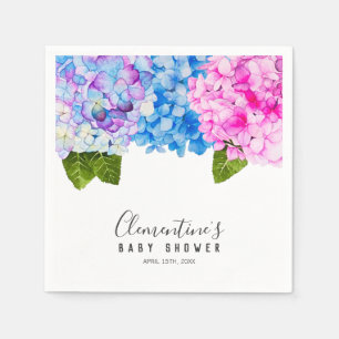 Serviette En Papier Aquarelle d'hortensias peignant le baby shower de