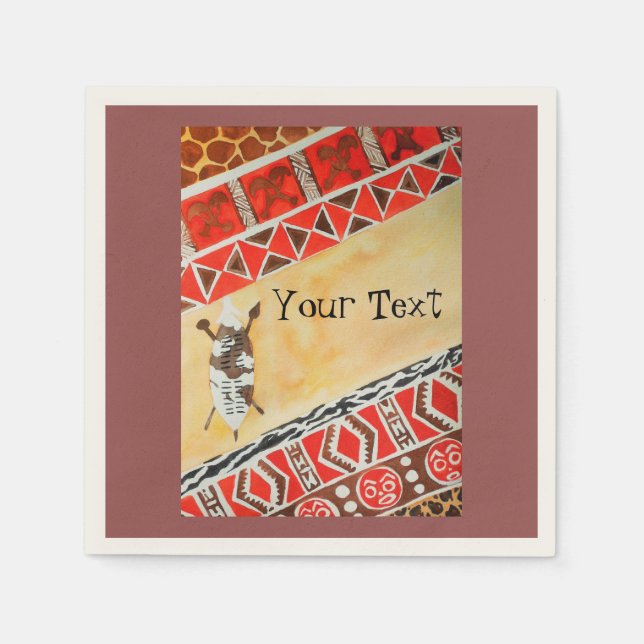Serviette En Papier Aquarelle d'inspiration africaine (Devant)