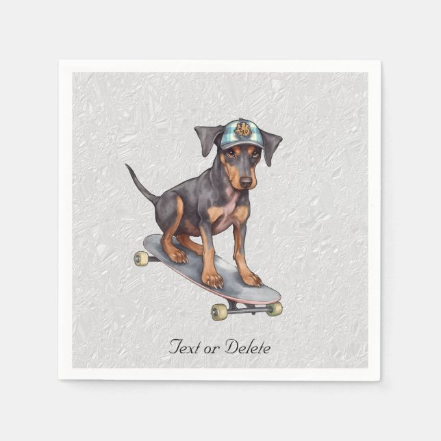 Serviette En Papier Aquarelle Doberman Naples (Devant)