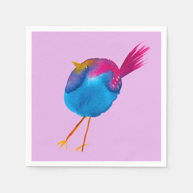 Serviette En Papier Aquarelle d'oiseau bleu (Devant)