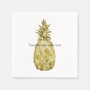 Serviette En Papier Aquarelle d'or ananas