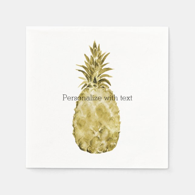 Serviette En Papier Aquarelle d'or ananas (Devant)