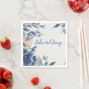 Serviette En Papier Aquarelle douce Floral bleu