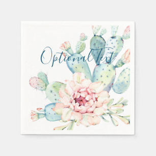 Serviette En Papier Aquarelle douce Pastel Blooming Cactus
