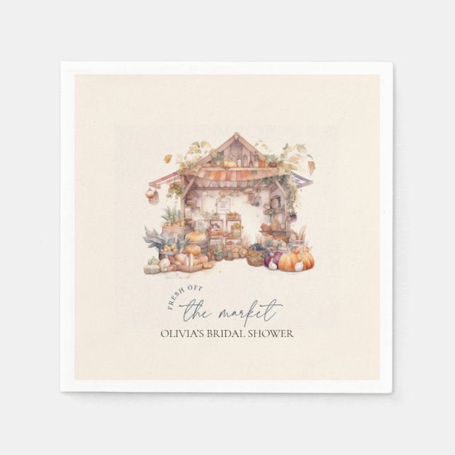 Serviette En Papier Aquarelle, douche de mariée fraîche du marché (Devant)