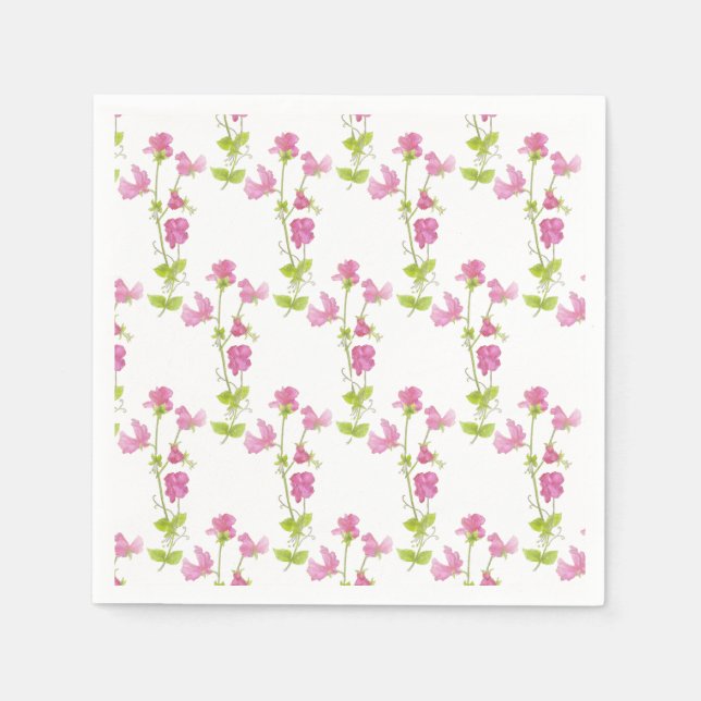 Serviette En Papier Aquarelle Doux Pois Fleur Motif Floral Design (Devant)