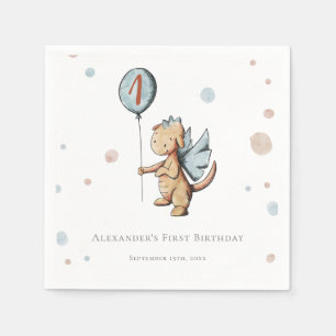 Serviette En Papier Aquarelle Dragon Balloon Premier anniversaire