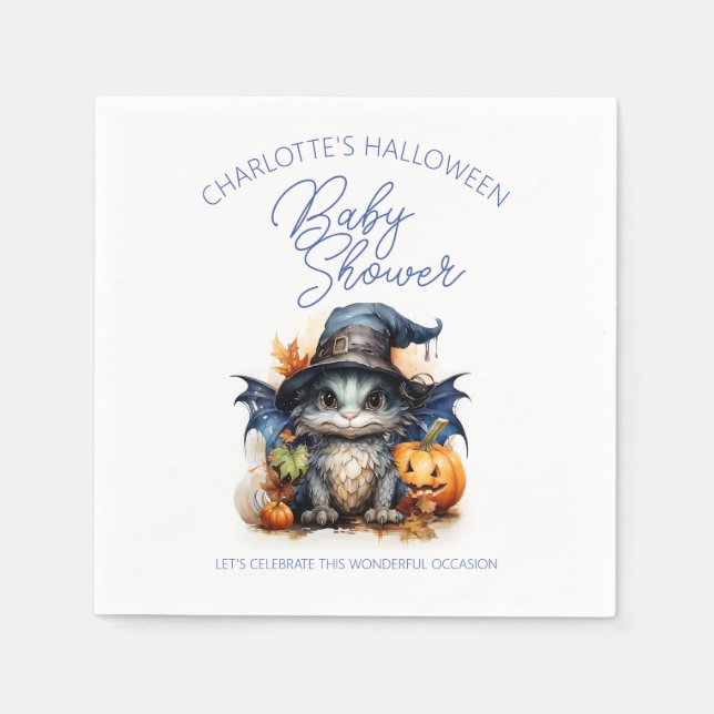Serviette En Papier Aquarelle Dragon Bébé Baby shower Halloween (Devant)