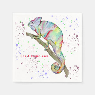 Serviette En Papier Aquarelle drôle caméléon