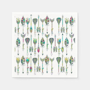 Serviette En Papier aquarelle éclaboussures gris flèches tribales moti