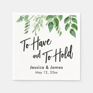 Serviette En Papier Aquarelle Écriture De Verdure À Avoir Et À Tenir